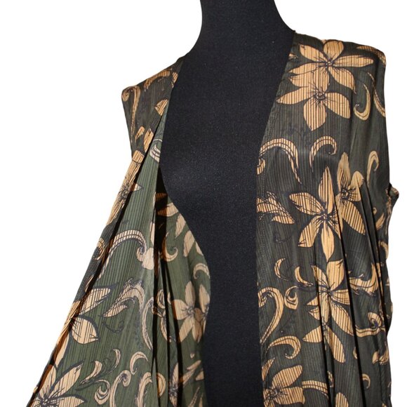 FALL SALE! Lularoe Floral Open Long Cardigan Sleeveless Cover Up Duster L - Picture 7 of 9